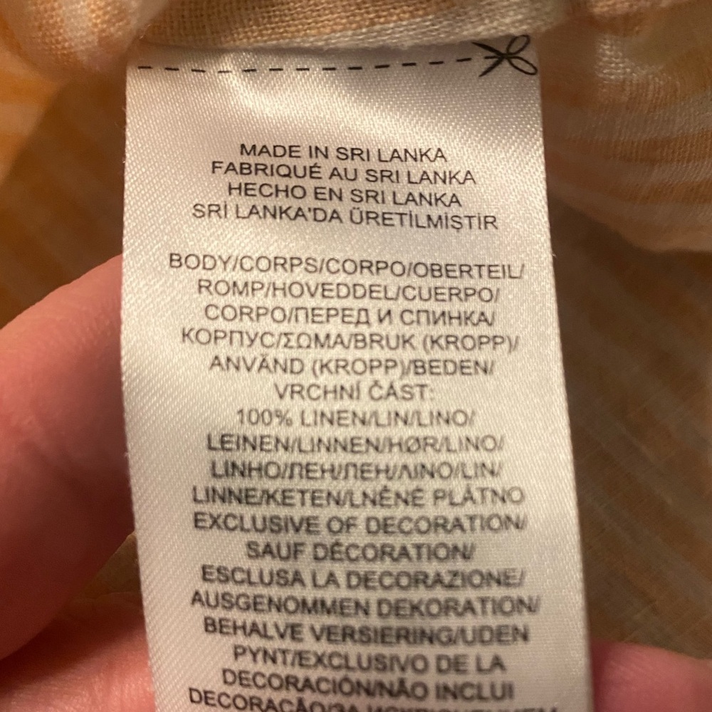 Lauren Ralph Lauren Peach Striped Linen Shirt L - Picture 9 of 9